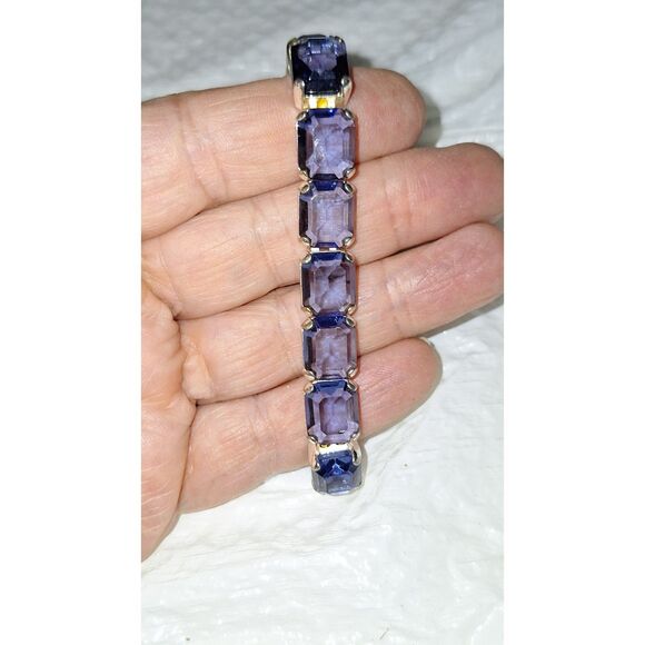 A Vintage 80's Monet Purple Glass Women's Bracelet Faceted Elegant Eveningwear - Picture 1 of 8